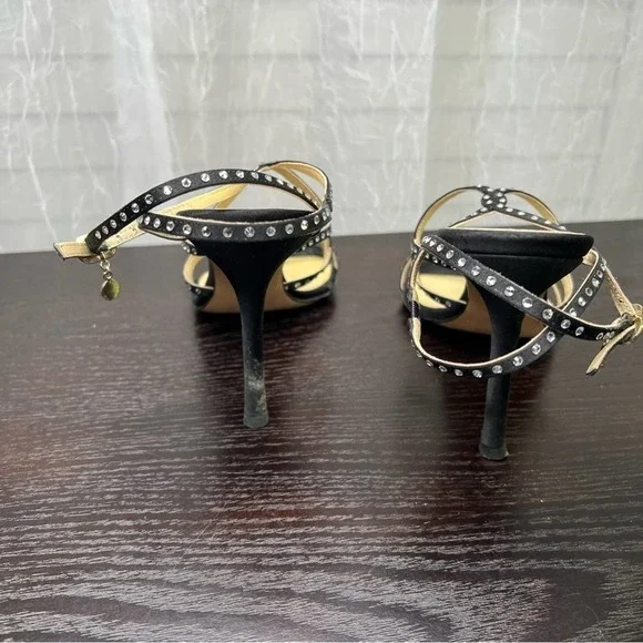 Versace Black rhinestone embellished heels 38/7 - Picture 3 of 12